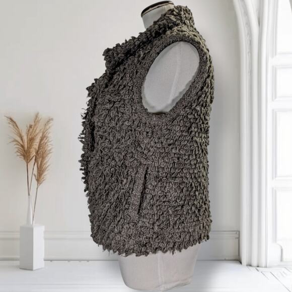 IRO Paris Catleen Boucle Knit Vest Gray Sleeveless Cowl Neck Layering Sweater 36 - Picture 7 of 16
